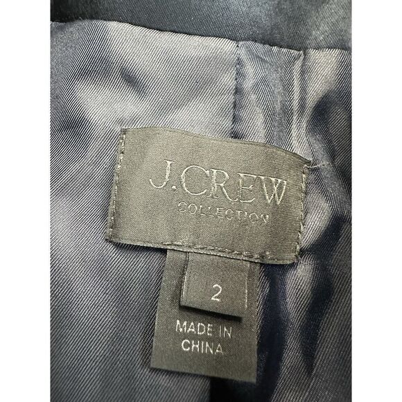 $995 J. Crew Women COLLECTION RIPPLED MOHAIR TOPCOAT Black Blue sz 2 - Picture 11 of 13